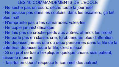 les 10 commandements de l'ecole